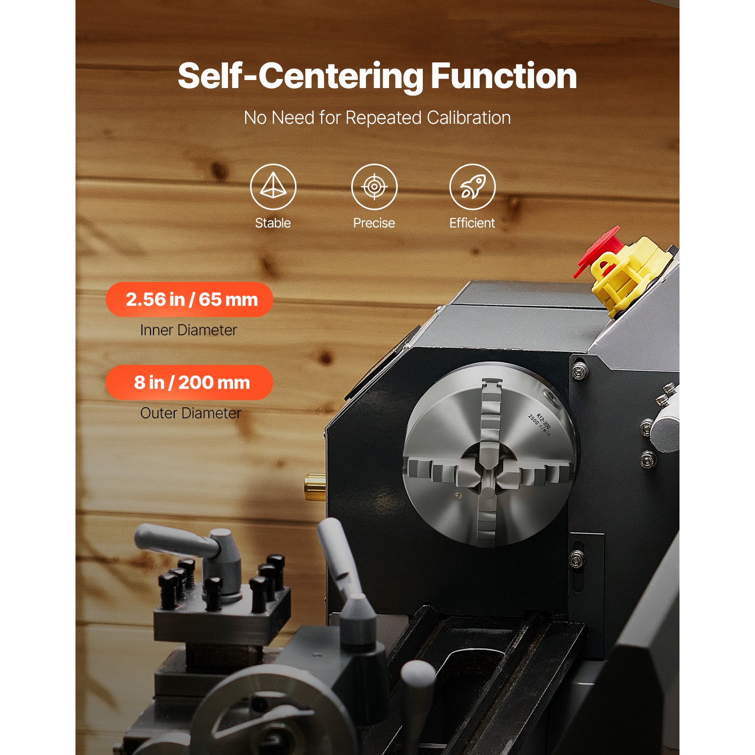8 In 4-Jaw Self-Centering Lathe Chuck with 1 1/2 in-8 Backing Plate