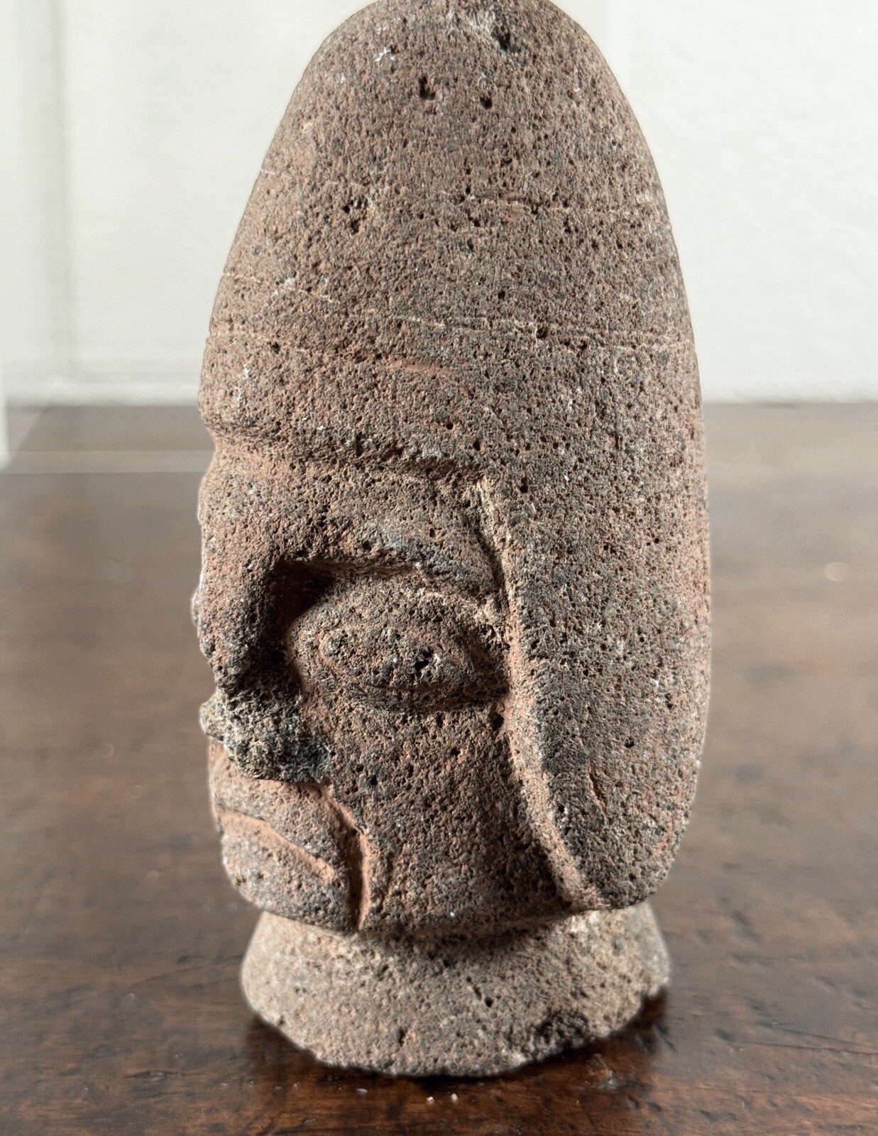 Antique Pre-Columbian Huastec Carved Stone Trophy Head Veracruz Effigy Figure