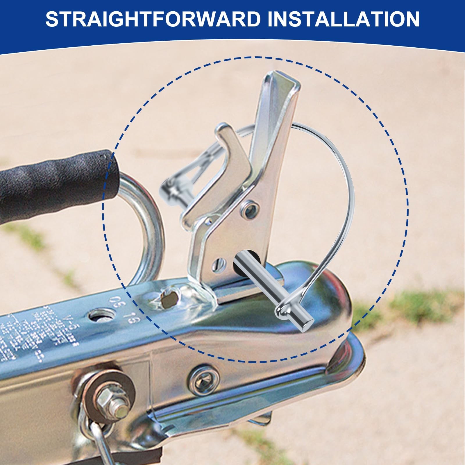 HAOIOKCS 2pcs Professional Trailer Hitch Pin, 1/4 inch x 4 inches, Silver