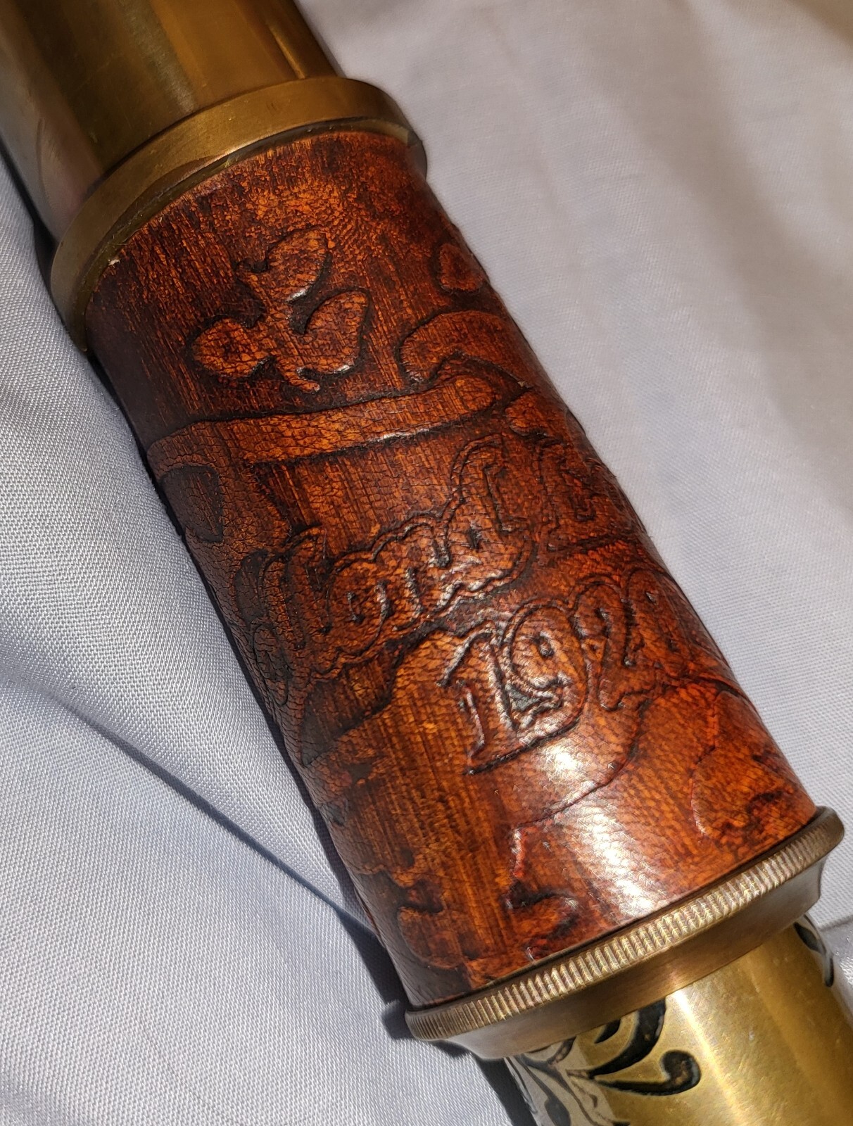 Vintage Telescope Antique Astronomy Space Stars Old Gold Lustre Wooden Box Retro