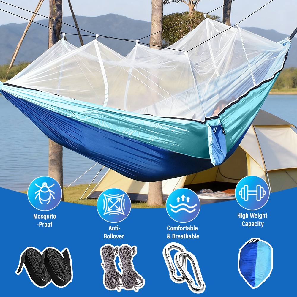 660lbs Portable Double Person Camping Hammock Tent with Mosquito Net Hanging Bed