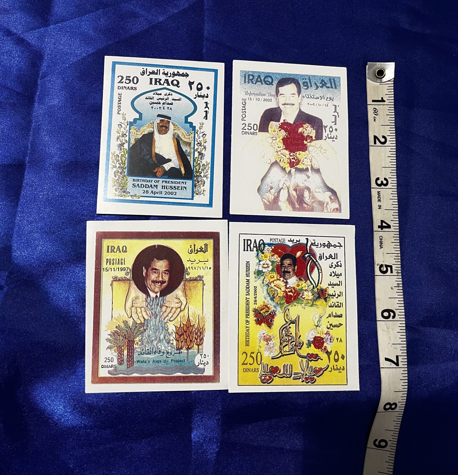 Iraq- Vintage Iraqi Commemorative Souvenir Sheets Saddam Hussein  lot of 4