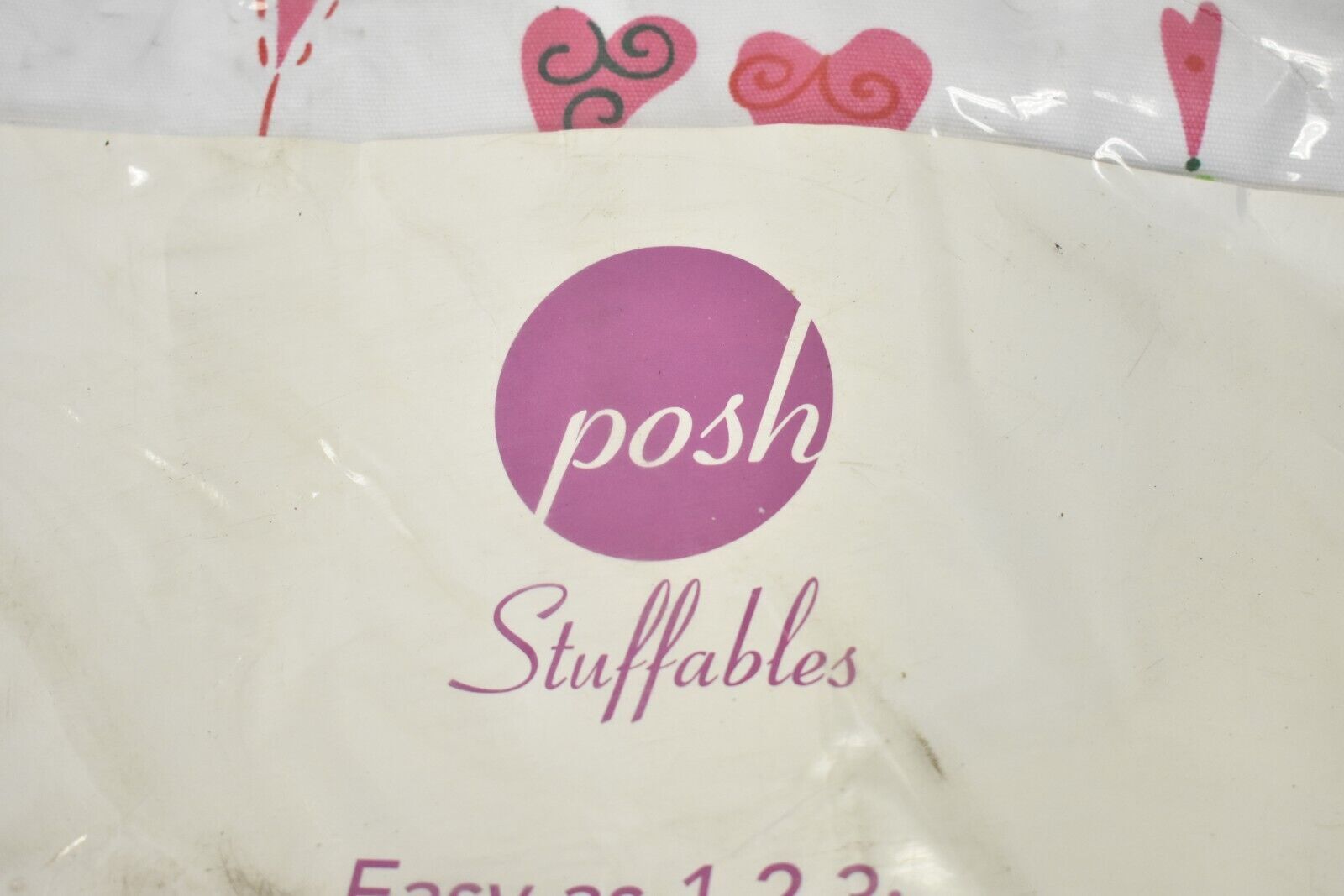 Posh Stuffables Stuffed Animal Storage Bean Bag Chair White Hearts Decor