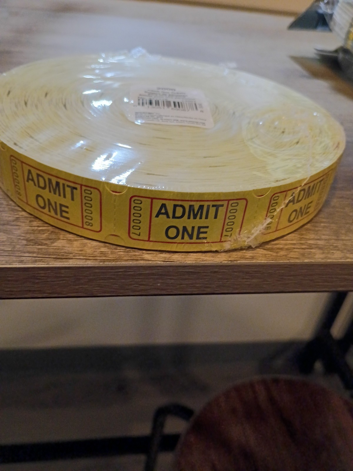 Admit One Yellow Raffle Tickets