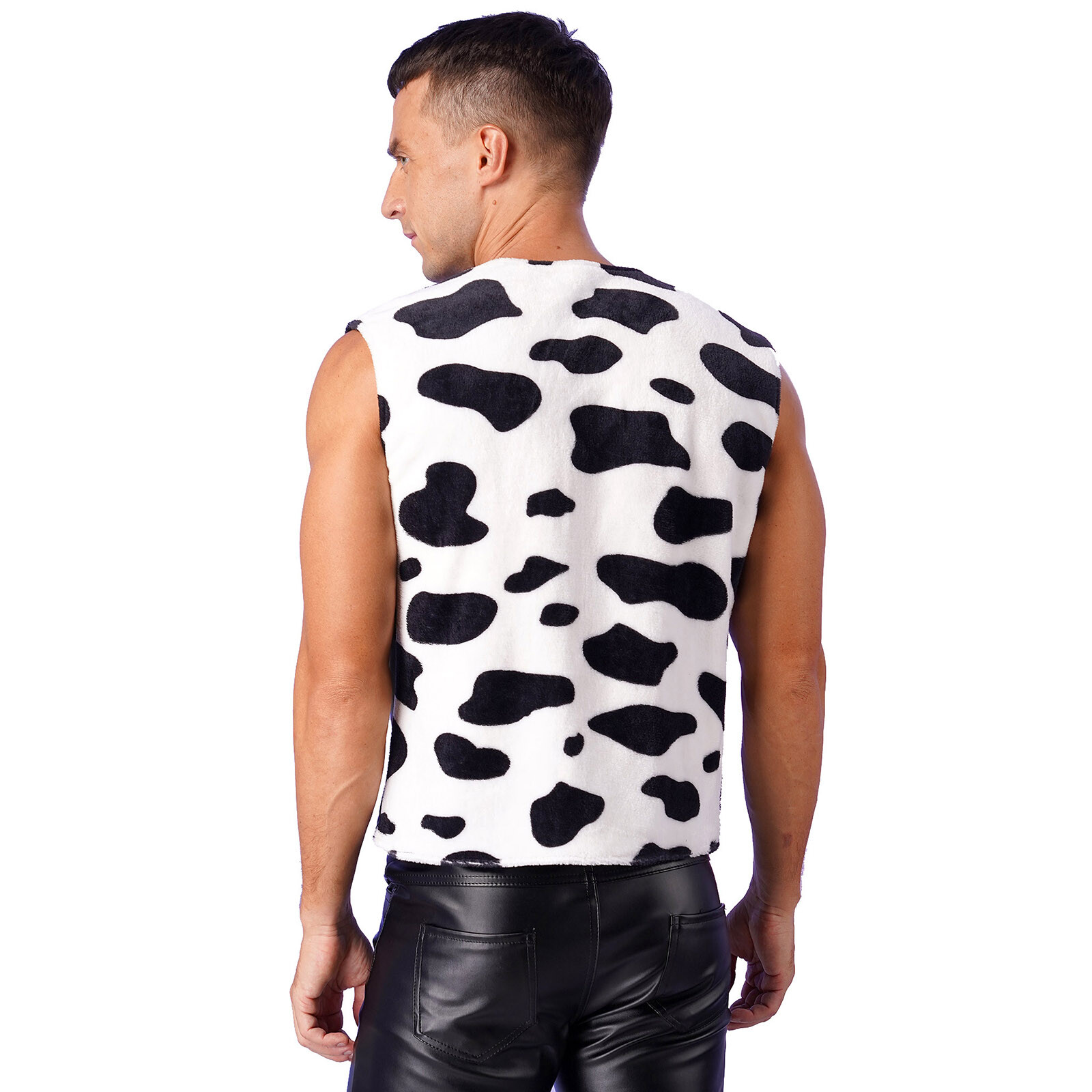 US Mens Flannel Western Cowboy Vest Sleeveless Open Front Waistcoat Tops Costume