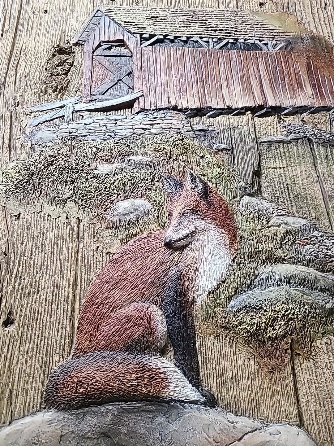 GEORGE TURNER 1996 LIMITED EDITION HAND PAINTED RELIEF SCULPTURE "RED FOX" ART