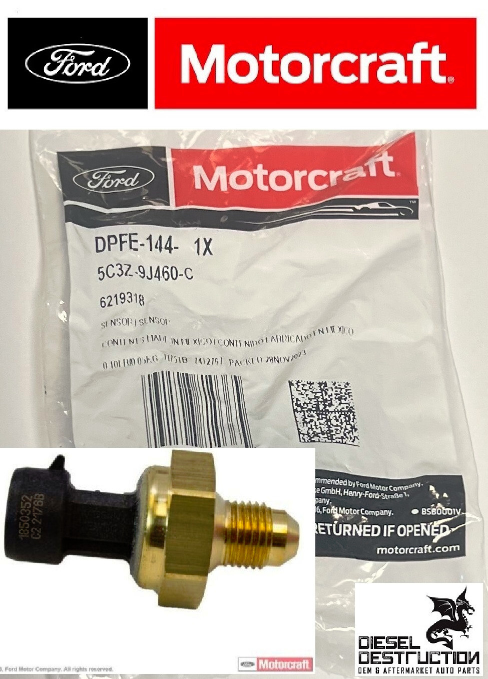 DPFE-6 New OEM Ford Motorcraft 6.0L Diesel EGR Pressure Feedback Sensor DPFE144
