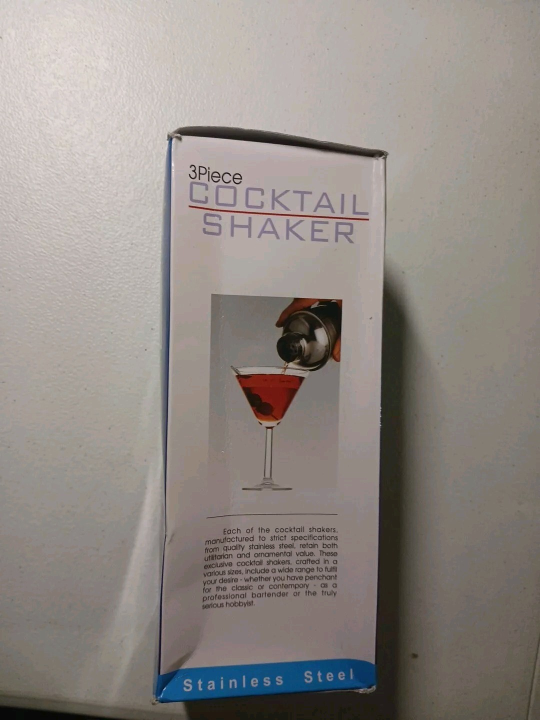 16 oz. TALL STAINLESS STEEL Martini Boston BAR SHAKER 3-Piece Cocktail Mixer Tin