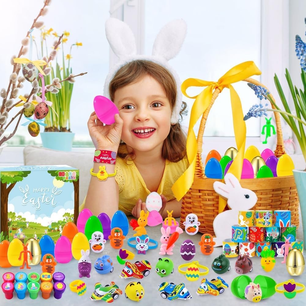 60PACK Pre Filled Easter Eggs with Party Favors Assortment Bulk,Easter Party ...