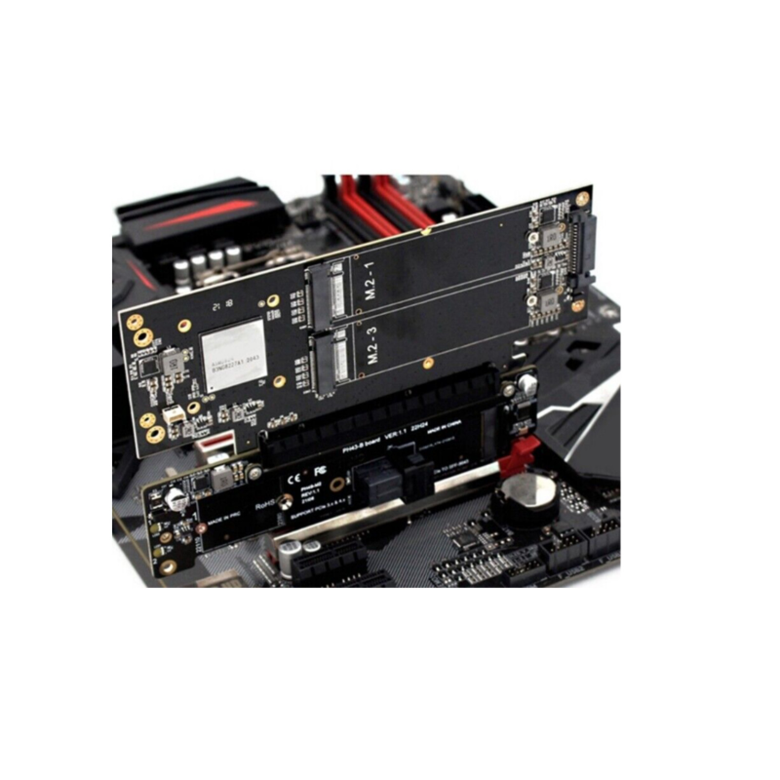 PCIE 4.0 x16 to x8+x4+x4 Expansion Riser Card M.2 NVME x2 Input Designed