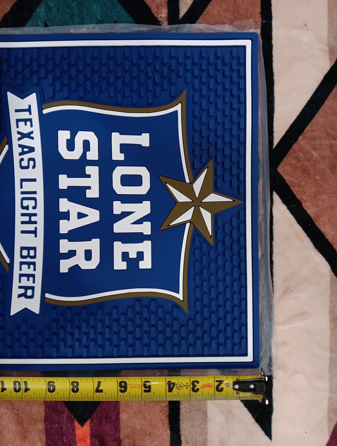 Lone Star Light Texas Light beer Rubber Bar Runner Mat No Spill 14 X 14 Inches