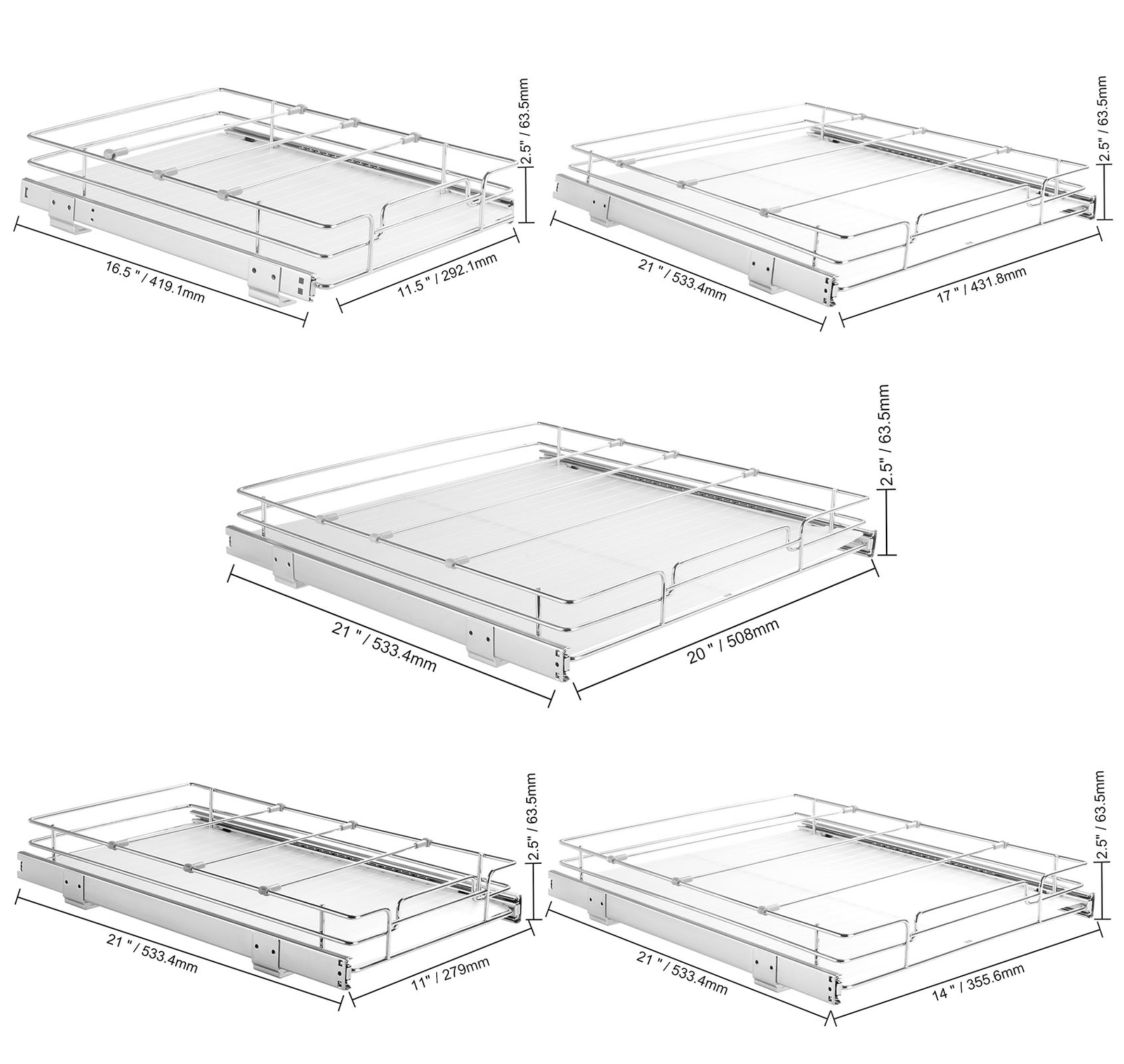 VEVOR Kitchen Cabinet Pull Out Shelf Organizer Slide Out Drawer Basket