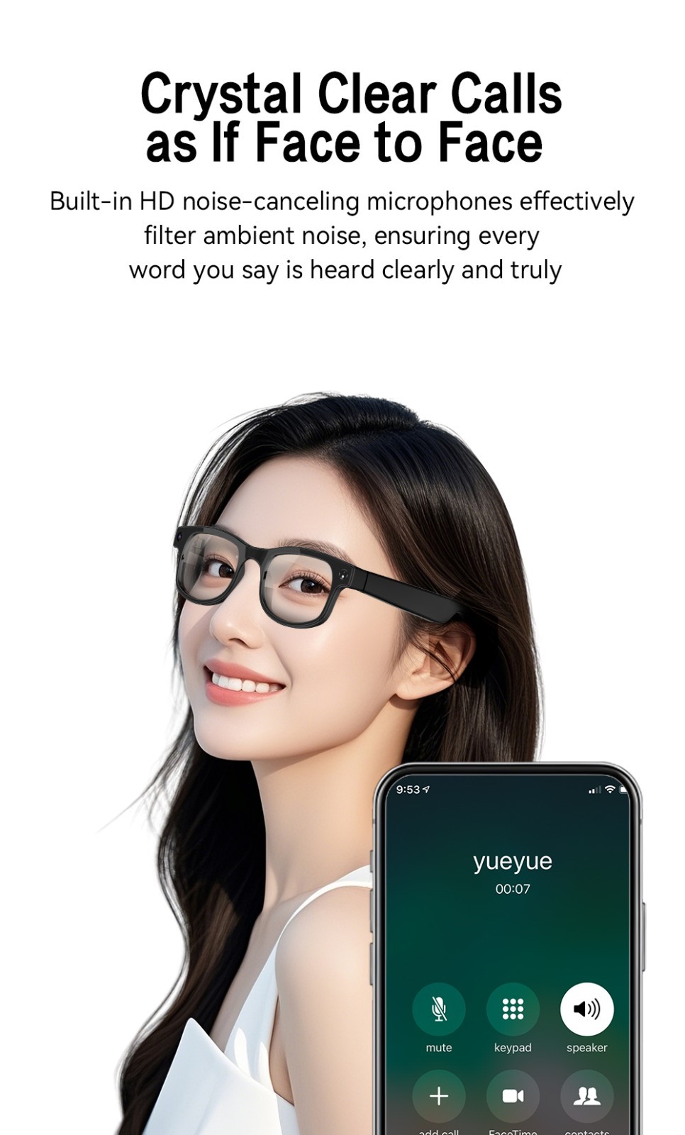 AI Smart Glasses 8MP Camera 4k HD Video Real-Time Translation Image Recognition