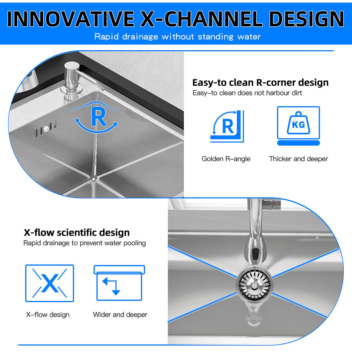 Stainless Steel Kitchen Sink Single Bowl w/ Faucet Shelf Bathroom Utility Sinks