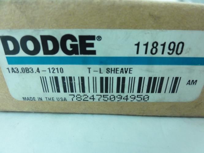 189746 New-No Box; Dodge 118190 Bushed V-Belt Pulley; 3.75" OD; 1 Groove