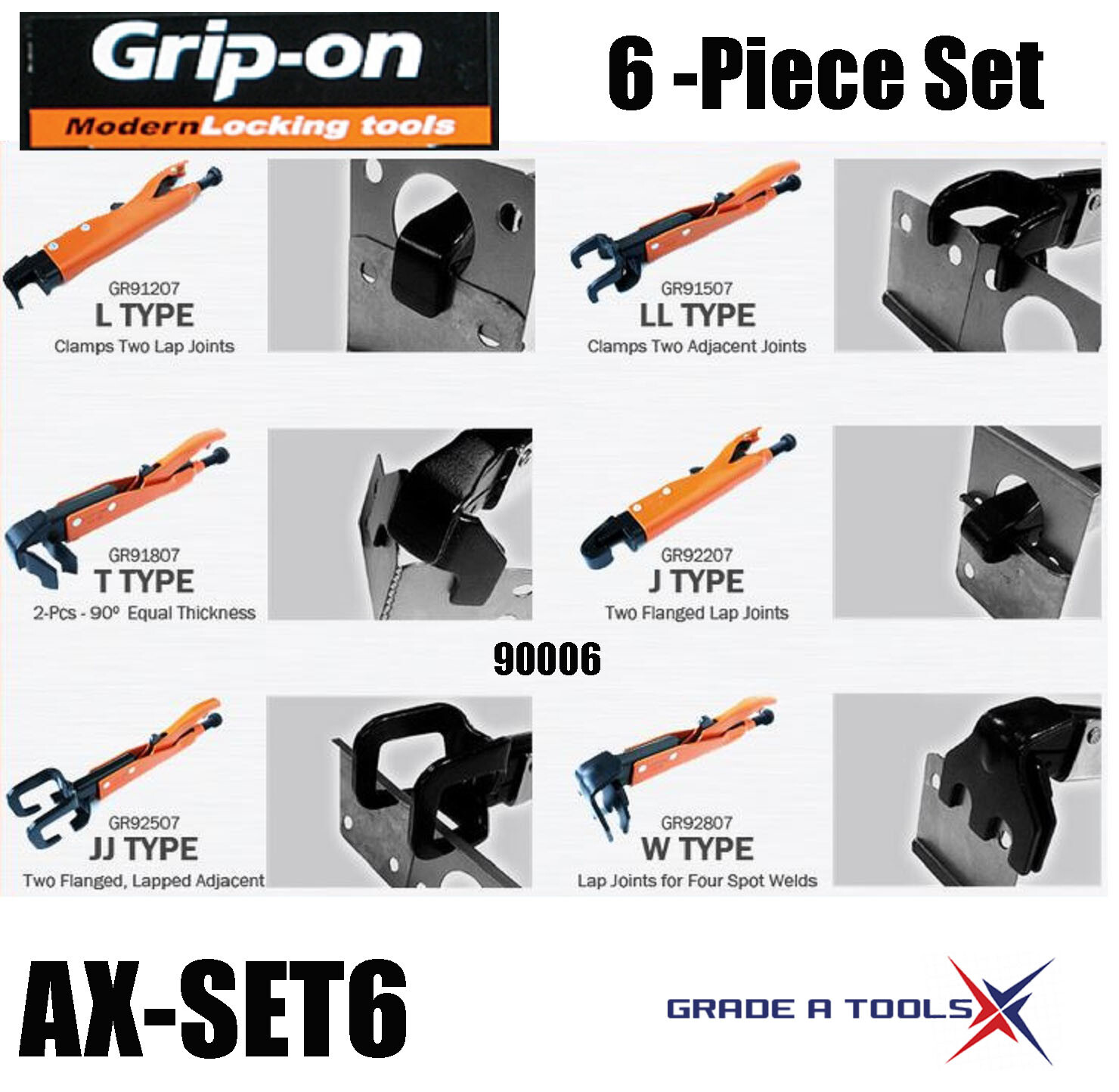 Grip-On Axial Locking Pliers Set - 90006