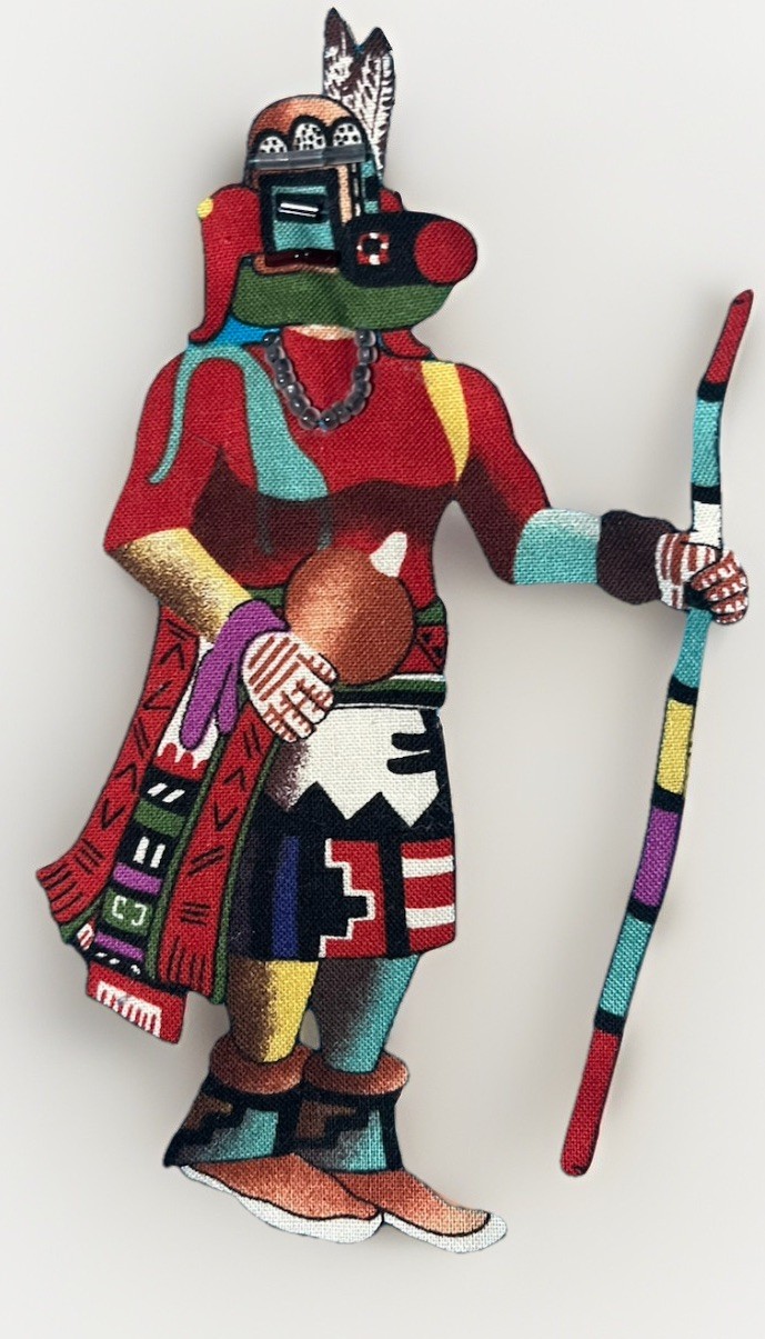 Native American Hopi Beaded Kachina Dolls Quilted Jacket Size XL Handmade