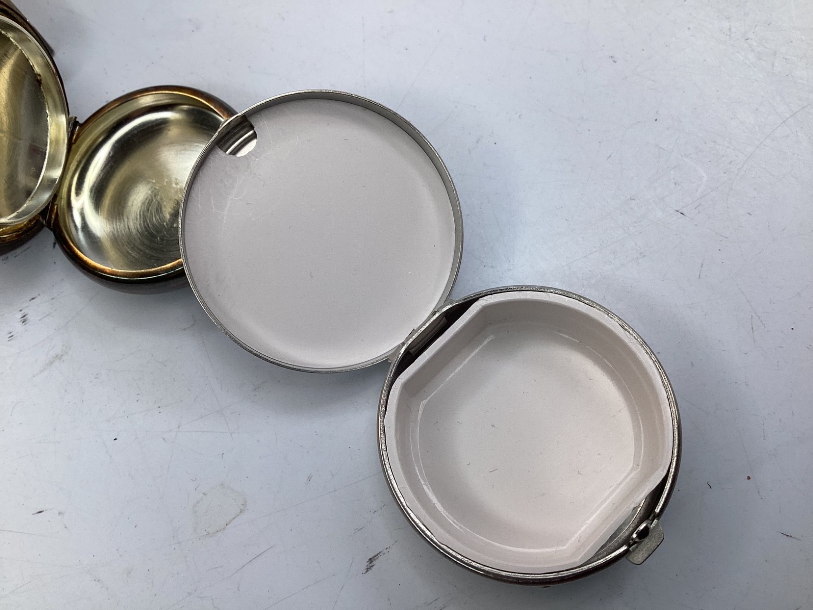 4 Vintage Engraved Sterling Silver Rectangle Pill Box,cloisonné, wood inlay+(B3)