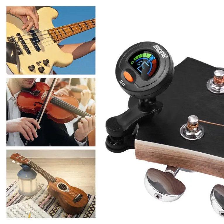 Aroma AT-11 Color Clip On Tuner Chromatic for guitar bass violin ukulele banjo