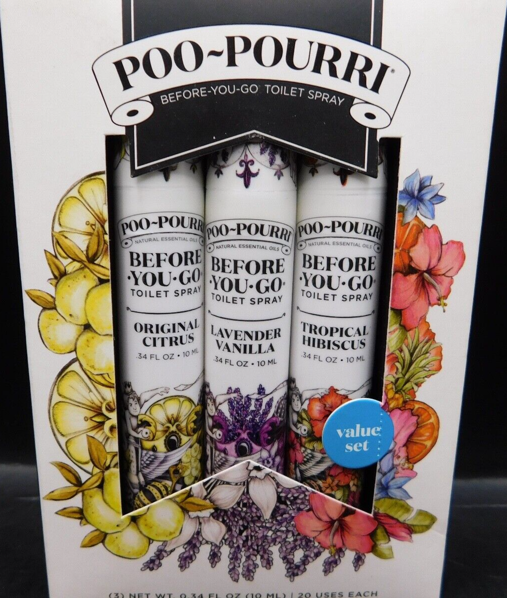 Lot Of 4 Poo Pourri Before You Go Toilet Spray 3 Scents & 3 Tubes Ea Box New