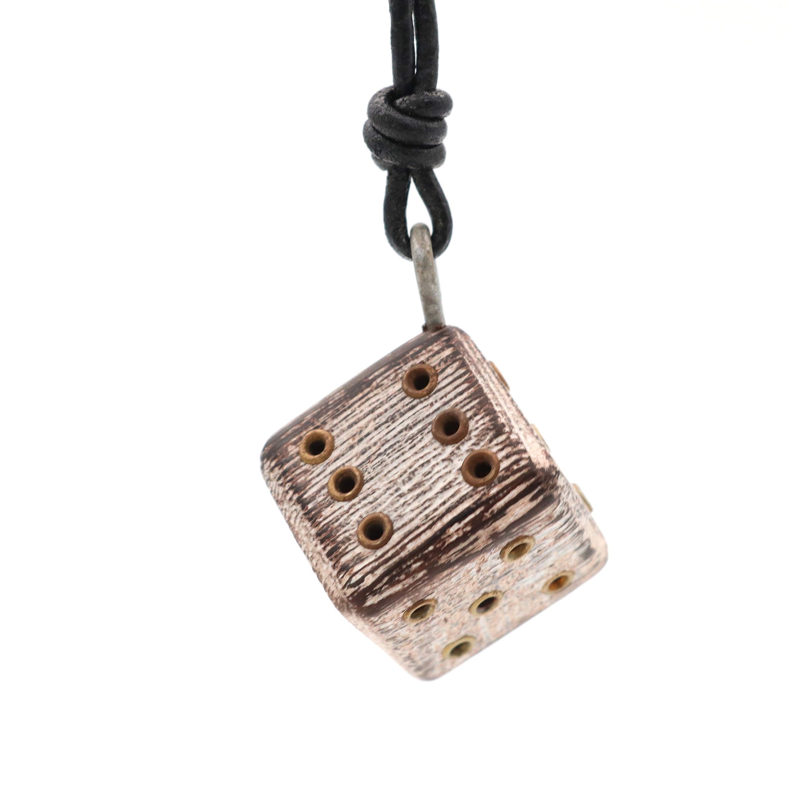 Medieval Wooden Dice Necklace Pendant Viking Cord Jewelry Casino Lover Luck Gift