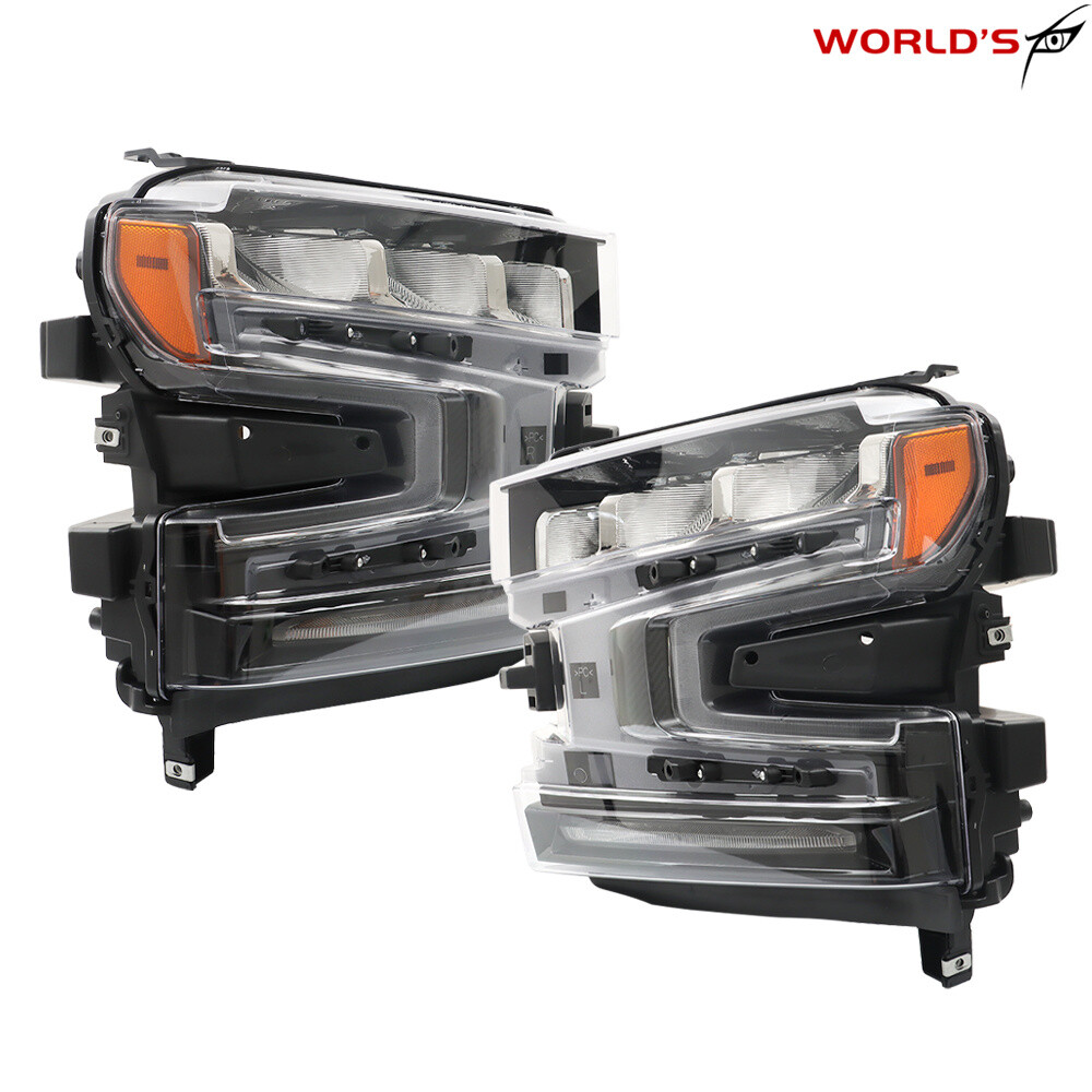For 2019-2021 Chevy Silverado1500 LH&RH Headlights Assembly LED W/Halogen Signal