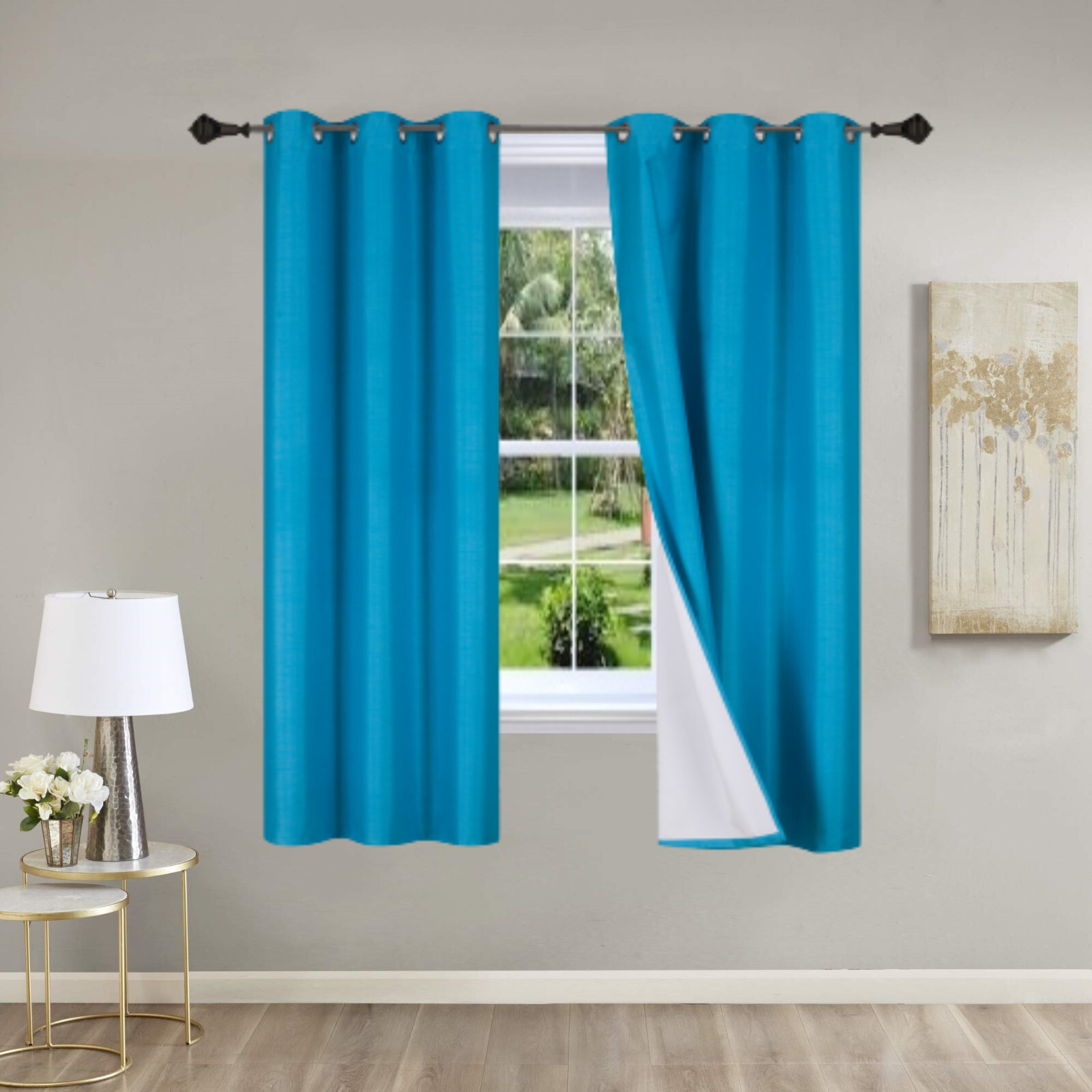 2PC Insulated Foam Lined Heavy Thick Blackout Grommet Window Curtain Panels KK92