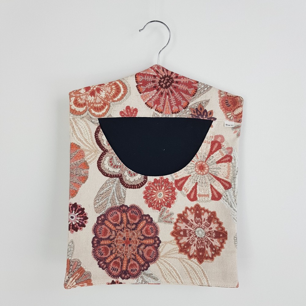 Peg Bag Handmade Cream Raspberry Flowers Lined Laundry Clothes Peg Holder
