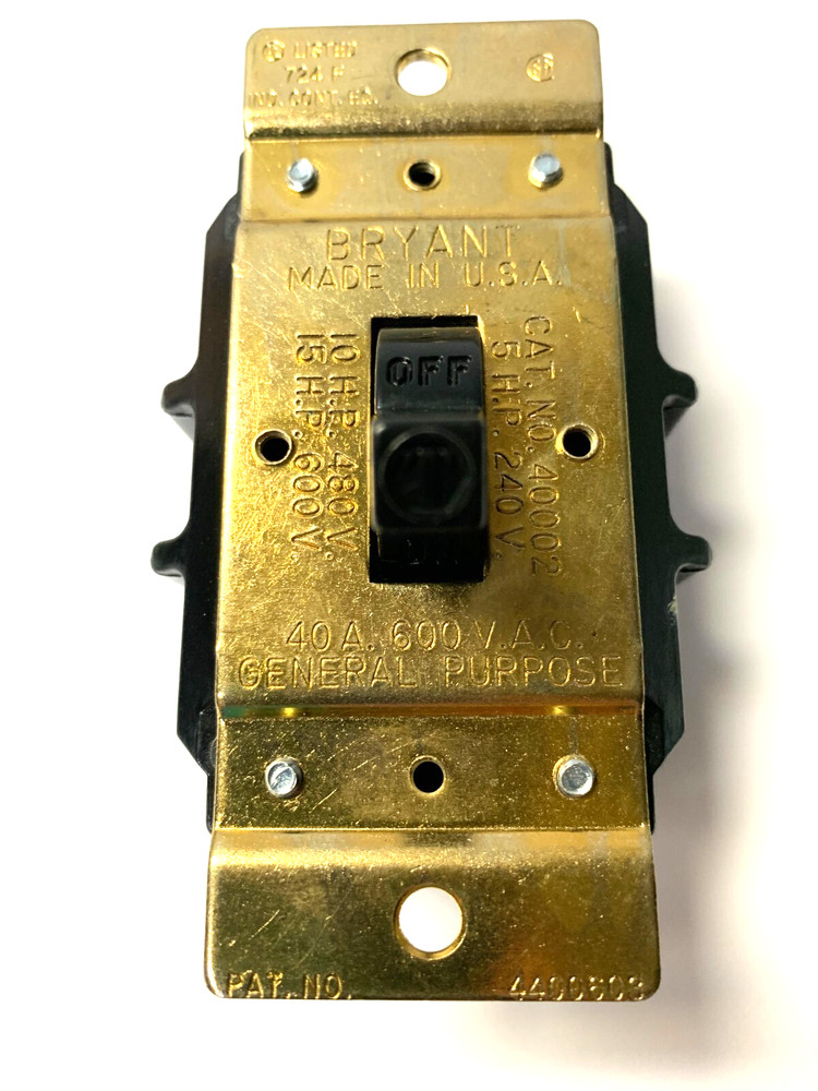 MILLER/BRYANT SWITCH 40 A. 600 V. A.C.
