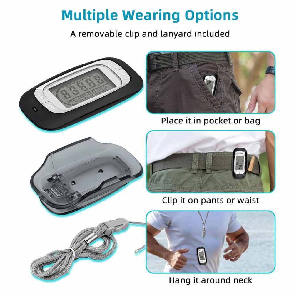 3D Sensor LCD Pedometer Step Walking Distance Calorie Counter Jogging Running