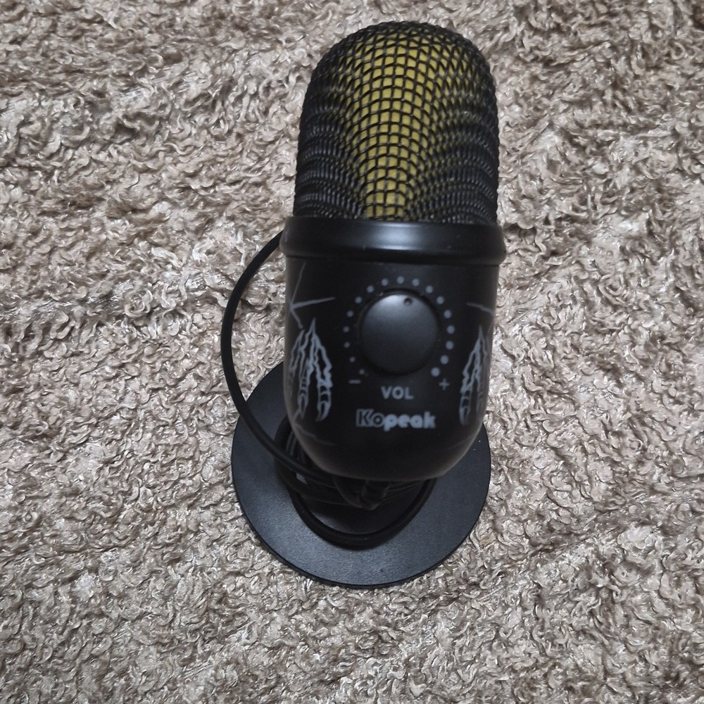 Kopeak USB Freestanding Microphone, Volume Control, Adjustable Stand, Black