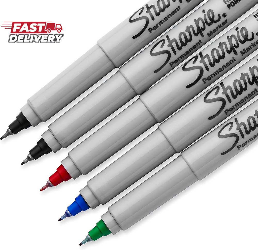 Sharpie 37675PP Permanent Markers, Ultra Fine Point, Assorted Colors, 5 Count