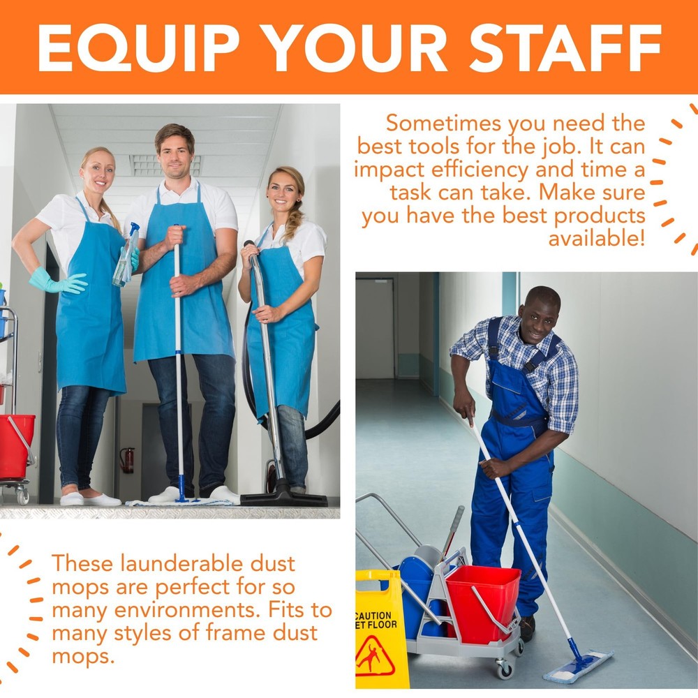 Iconikal 3 Pack Cotton Rectangular Dust Mop Head Replacement, Launderable Reu...