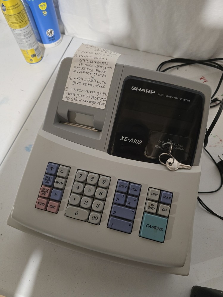 Sharp XE-A102 Electronic Cash Register With Keys See Description