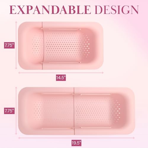 Over the Sink Expandable Colander, Extendable Strainer, Adjustable from 14.5