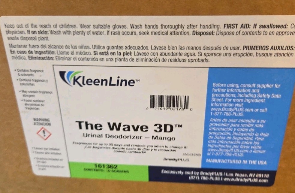 The Wave 3D Urinal Deodorizer w/ Enzymatic Technology MANGO Scent pk/10