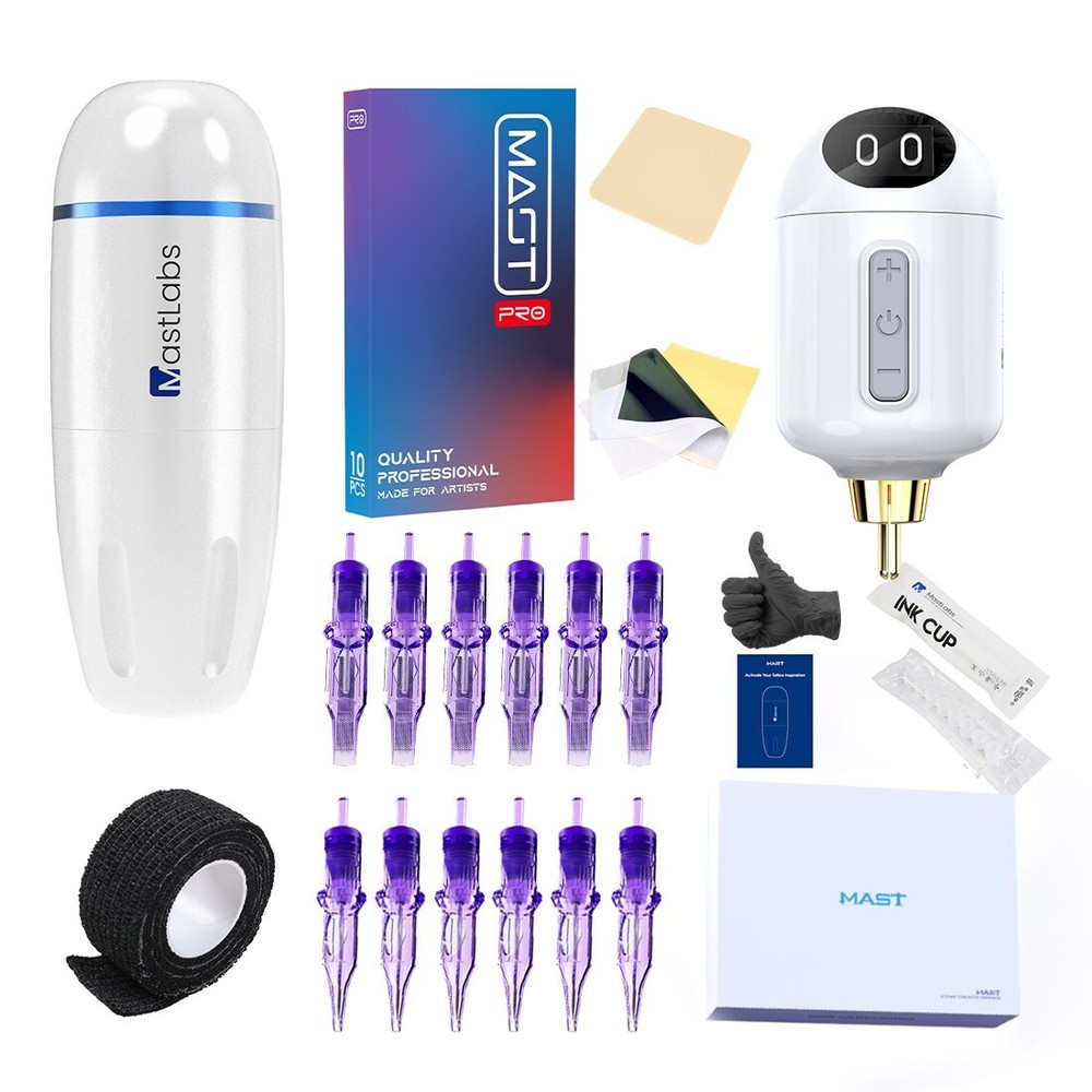 Mastlabs Rotary Wireless Tattoo Machine Pen Battery Makeup Permanent Needles Kit