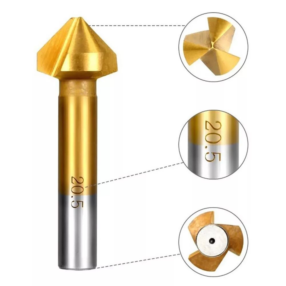 6Pcs 90Degree HSS Chamfer Cutter Bit Chamfering Countersink Drill Bits Accessory