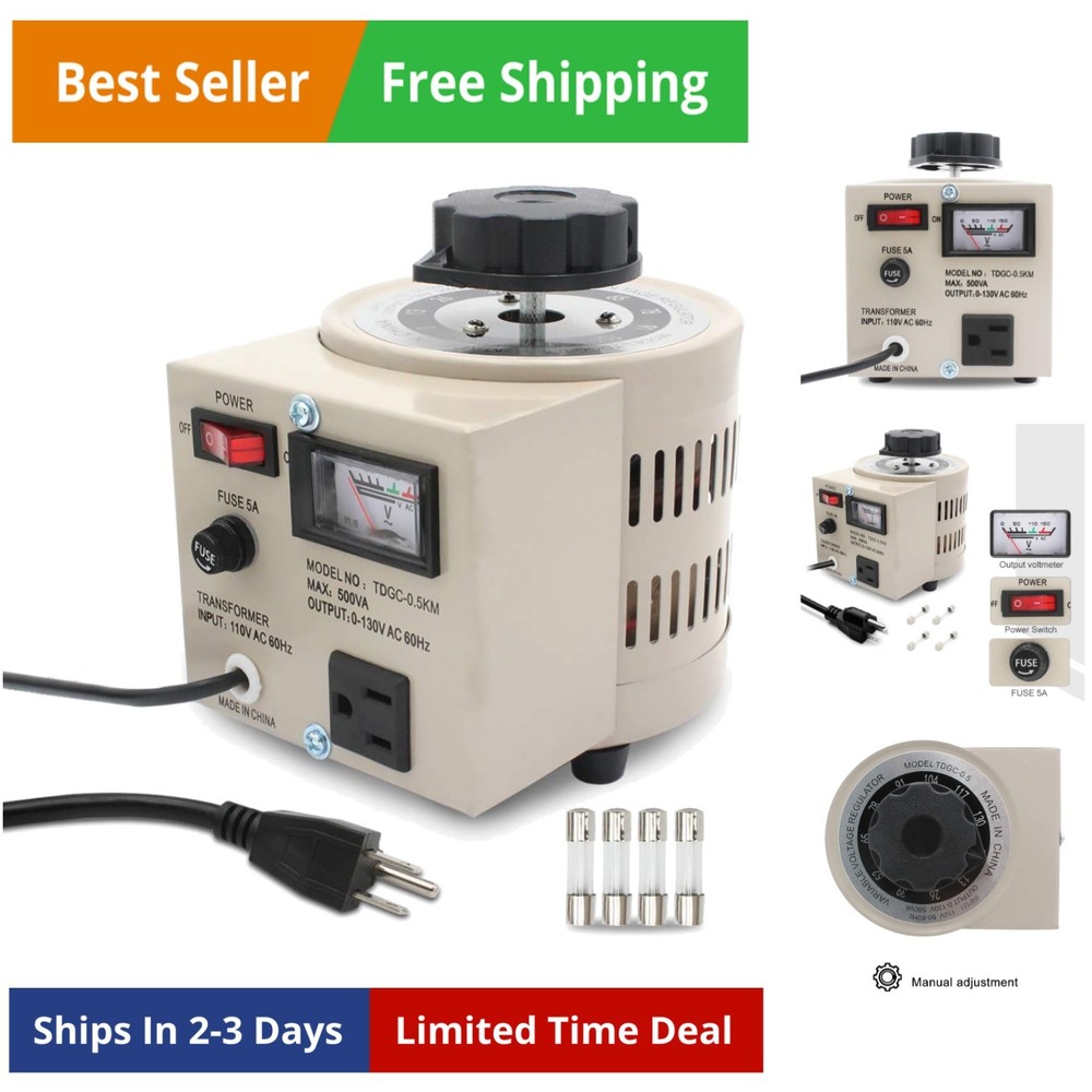 Variable Transformer Variable Voltage Regulator, 0-130V Output, 110V-120V Input,