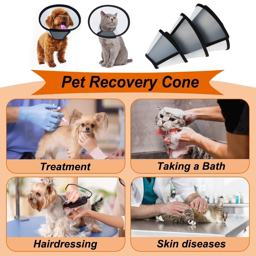 Vivifying Cat Cone, Adjustable Recovery Pet Three Sizes M, Black