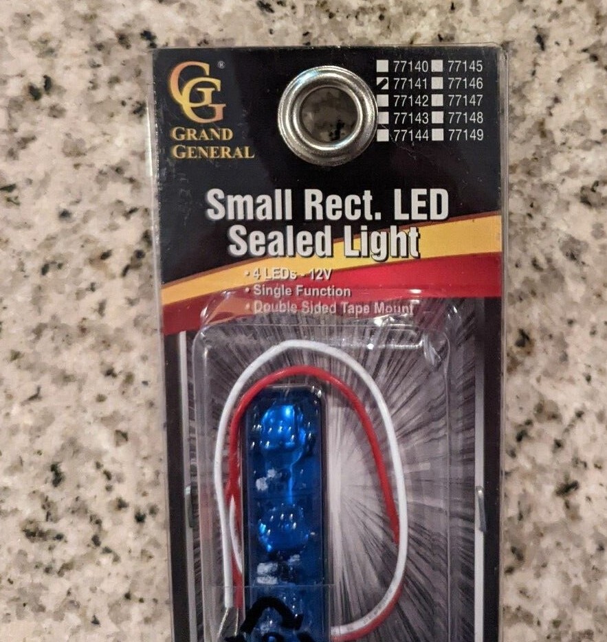 Grand General 77141 Small Rect. Blue/4 LED Sealed Light, 1 Pack