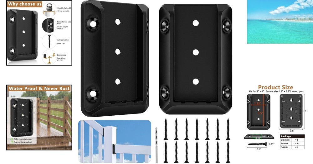 Reinforced Nylon Deck Railing Connector Set - Strong & Lasting for 50
