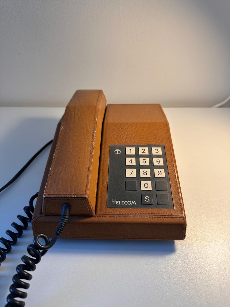 Vintage Leather British Telecom Push Button Telephone