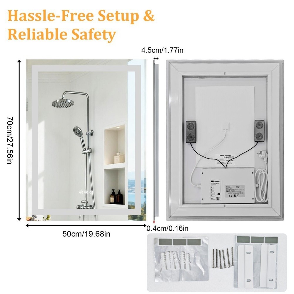 Oval/Round/Rectangle LED Lighted Bathroom Mirror Bluetooth Anti-fog Shatterproof