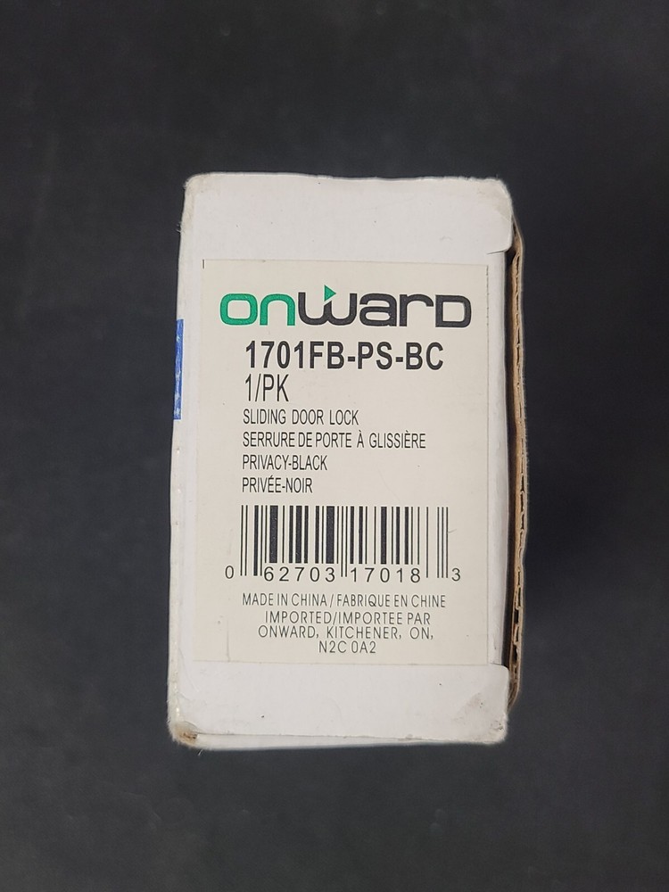 Onward 1701FBPSBC Pocket Door Pull with Privacy Lock - Rectangular, Black New