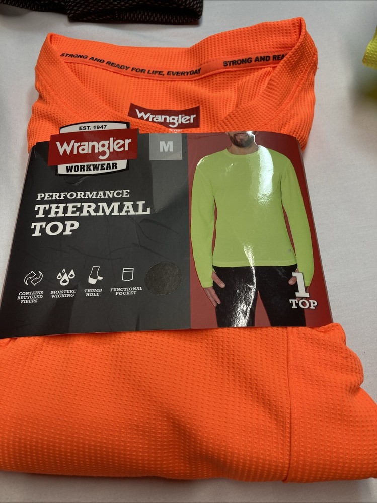 Wrangler Workwear Size M Performance Thermal Top Safety Orange NWT