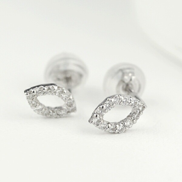 K10 White Gold Natural Diamond Stud Earrings (Pair)
