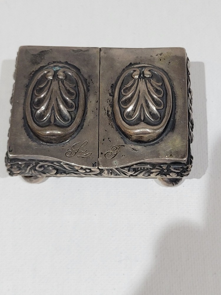 Antique German Solid Silver Double Snuff Box, Circa 1853