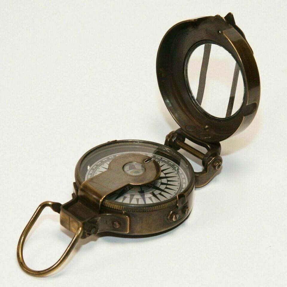 Pocket Compass Nautical Compass Solid Brass Vintage WWII Military
