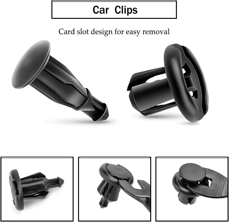 deemars 100PCS Car Clips, Plastic Rivets, 6 Popular One Size, BlackWhite